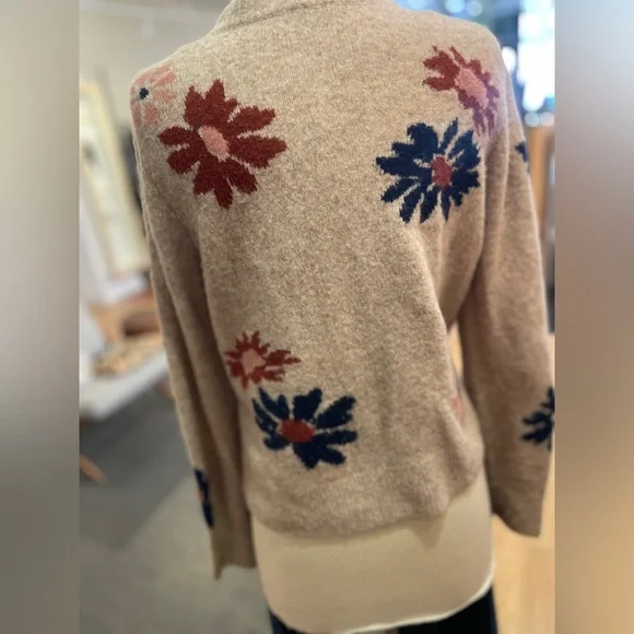 Floral Patterned Beige Sweater - Picture 4 of 4